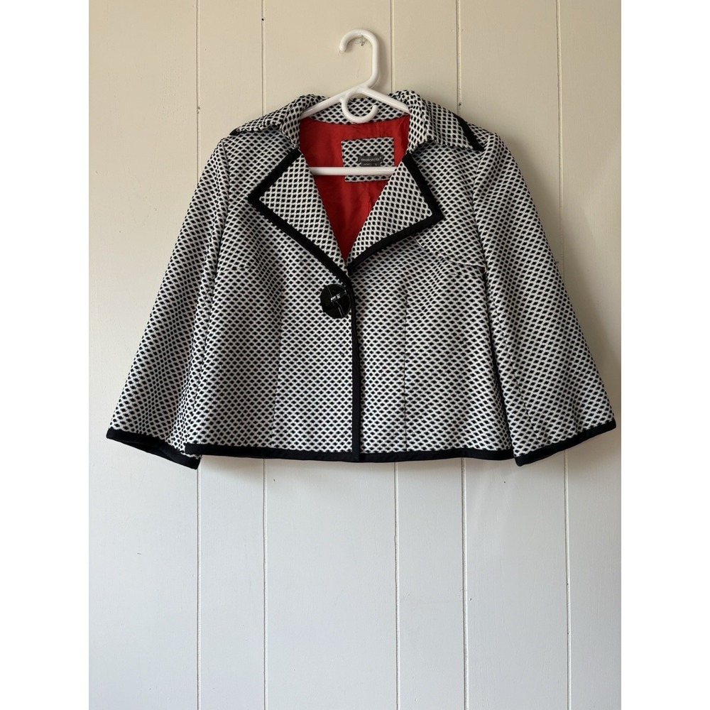 Anthracite Women's Polka Dot Cropped Jacket Black White Red Lined Size 4 Retro